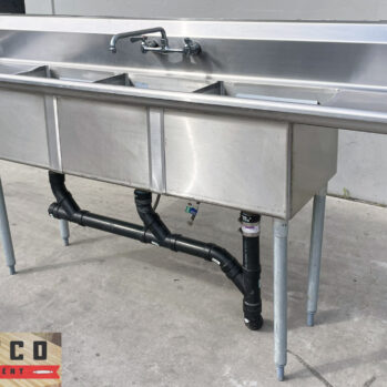 NEW R&J 90"W 3-Compartment (18"x18"x12") Commercial Sink W/ 16" L&R Drainboards